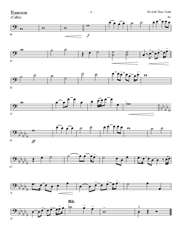 We Hold These Truths (Choral Anthem SATB) Bassoon (Lillenas Choral / Arr. Cliff Duren)