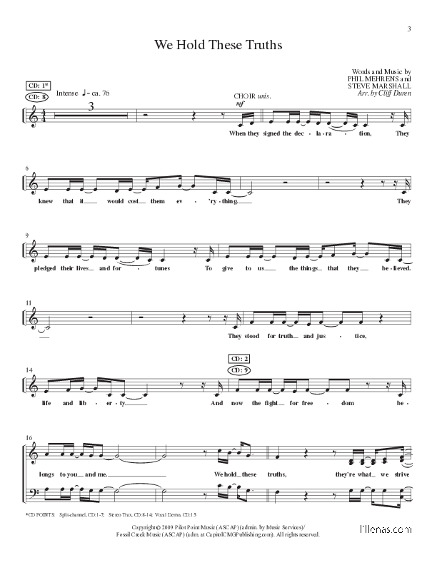 We Hold These Truths (Choral Anthem SATB) Choir Vocals (SATB) (Lillenas Choral / Arr. Cliff Duren)