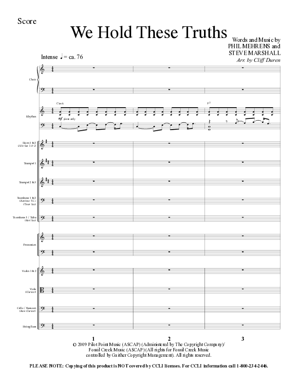 We Hold These Truths (Choral Anthem SATB) Orchestration (Lillenas Choral / Arr. Cliff Duren)