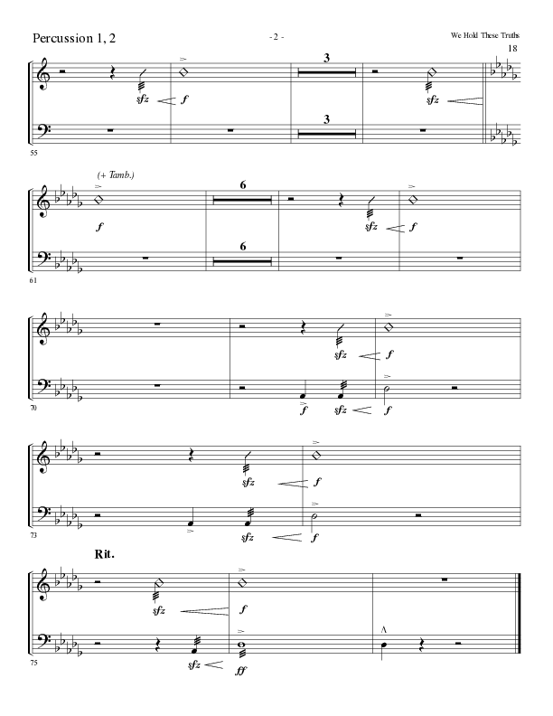 We Hold These Truths (Choral Anthem SATB) Percussion 1/2 (Lillenas Choral / Arr. Cliff Duren)