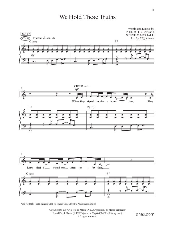 We Hold These Truths (Choral Anthem SATB) Anthem (SATB/Piano) (Lillenas Choral / Arr. Cliff Duren)