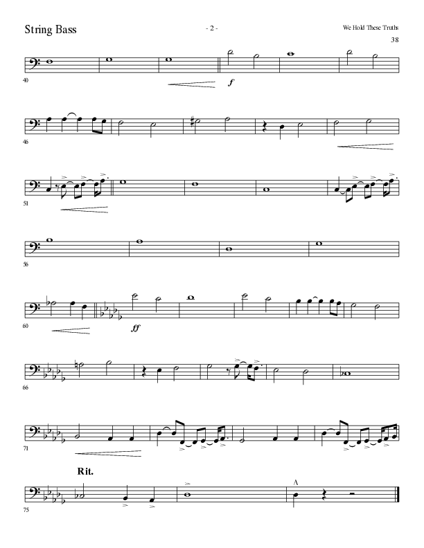 We Hold These Truths (Choral Anthem SATB) String Bass (Lillenas Choral / Arr. Cliff Duren)