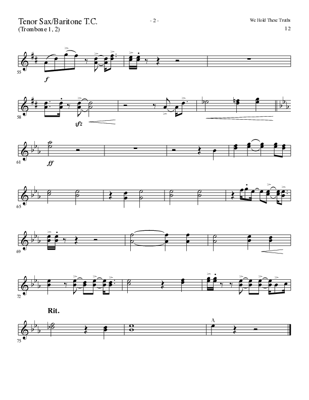 We Hold These Truths (Choral Anthem SATB) Tenor Sax/Baritone T.C. (Lillenas Choral / Arr. Cliff Duren)