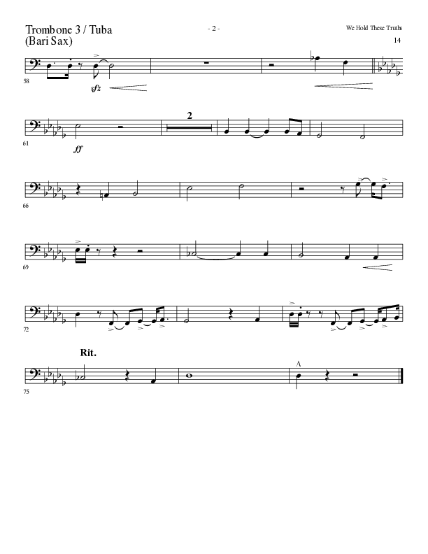 We Hold These Truths (Choral Anthem SATB) Trombone 3/Tuba (Lillenas Choral / Arr. Cliff Duren)