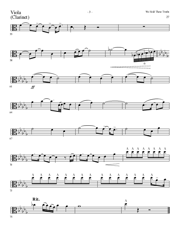 We Hold These Truths (Choral Anthem SATB) Viola (Lillenas Choral / Arr. Cliff Duren)