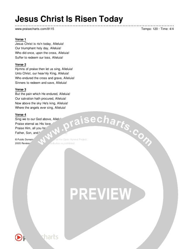 Jesus Christ Is Risen Today Lyrics (Traditional Hymn)