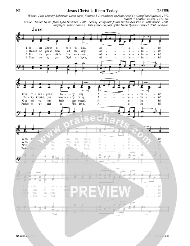 Jesus Christ Is Risen Today Hymn Sheet (SATB) (Traditional Hymn)