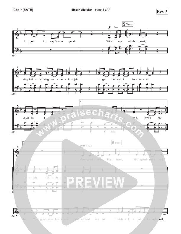 Sing Hallelujah Choir Sheet (SATB) (Naomi Raine / Natalie Grant)