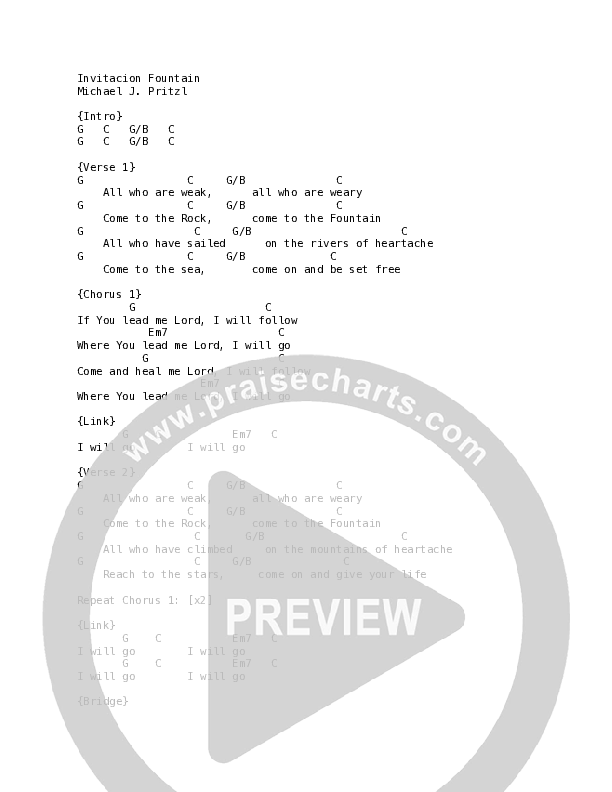 Invitacion Fountain (Live) Chord Chart (Vineyard Worship / Kyle Howard / Alexandria Faison)