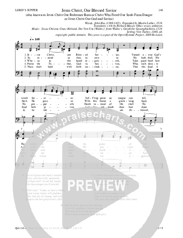 Jesus Christ Our Blessed Savior Hymn Sheet (SATB) (Traditional Hymn)