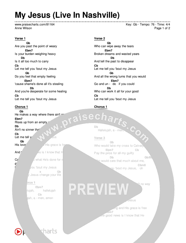 My Jesus (Live In Nashville) Chords & Lyrics (Anne Wilson)