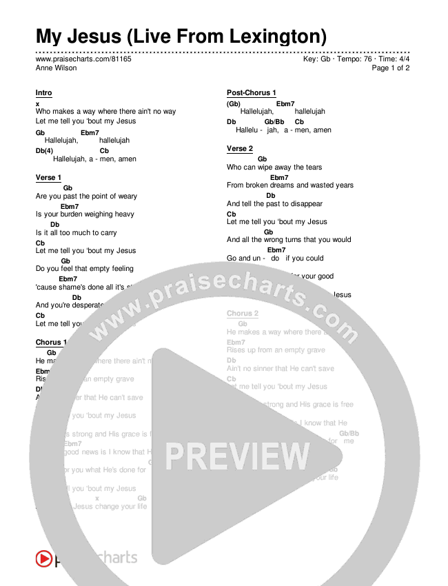 My Jesus (Live From Lexington) Chords & Lyrics (Anne Wilson)