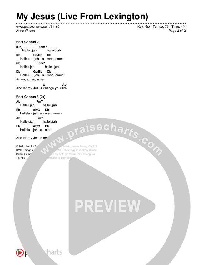 My Jesus (Live From Lexington) Chords & Lyrics (Anne Wilson)