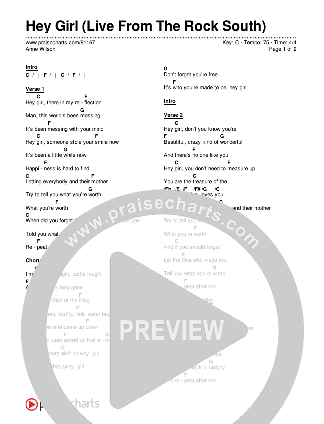 Hey Girl (Live From The Rock South) Chords & Lyrics (Anne Wilson)