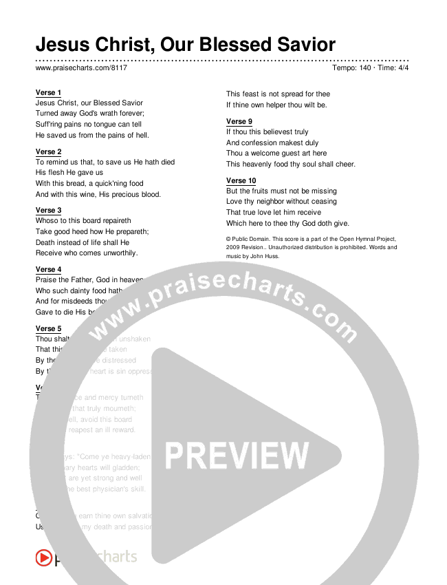 Jesus Christ Our Blessed Savior Lyrics (Traditional Hymn)
