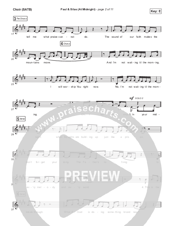 Paul & Silas (At Midnight) (Live) Choir Sheet (SATB) (Naomi Raine / Chandler Moore)