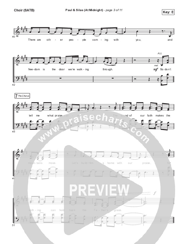 Paul & Silas (At Midnight) (Live) Choir Sheet (SATB) (Naomi Raine / Chandler Moore)