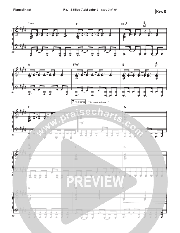 Paul & Silas (At Midnight) (Live) Piano Sheet (Naomi Raine / Chandler Moore)