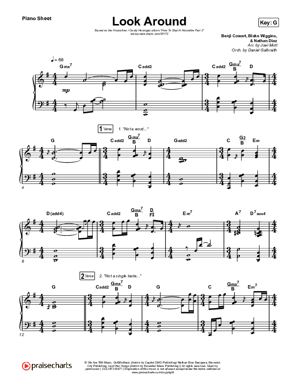 Look Around Piano Sheet (Housefires / Cecily)