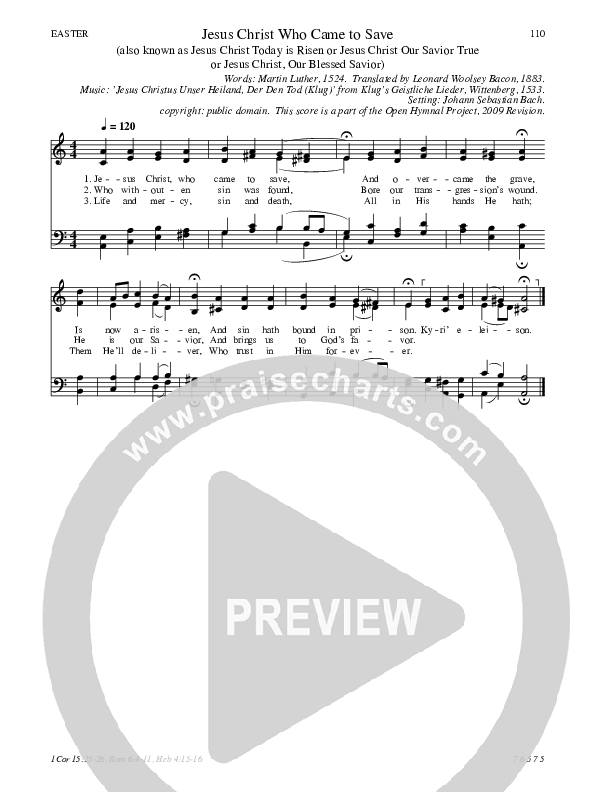Jesus Christ Who Came to Save Hymn Sheet (SATB) (Traditional Hymn)