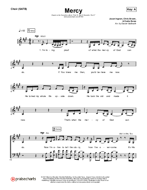 Mercy Choir Sheet (SATB) (Housefires / Ahjah Walls)