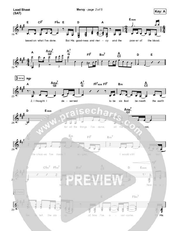 Mercy Lead Sheet (SAT) (Housefires / Ahjah Walls)