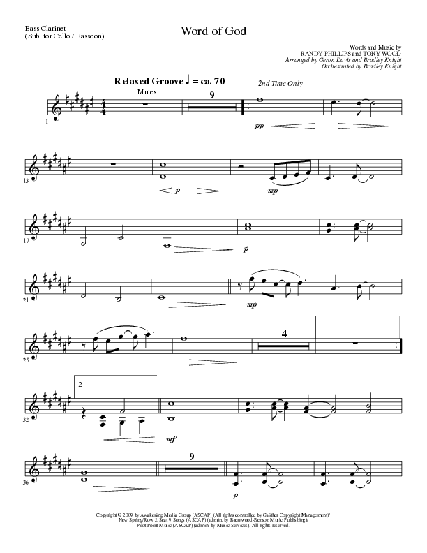 Word of God (Choral Anthem SATB) Bass Clarinet (Lillenas Choral / Arr. Geron Davis / Arr. Bradley Knight)
