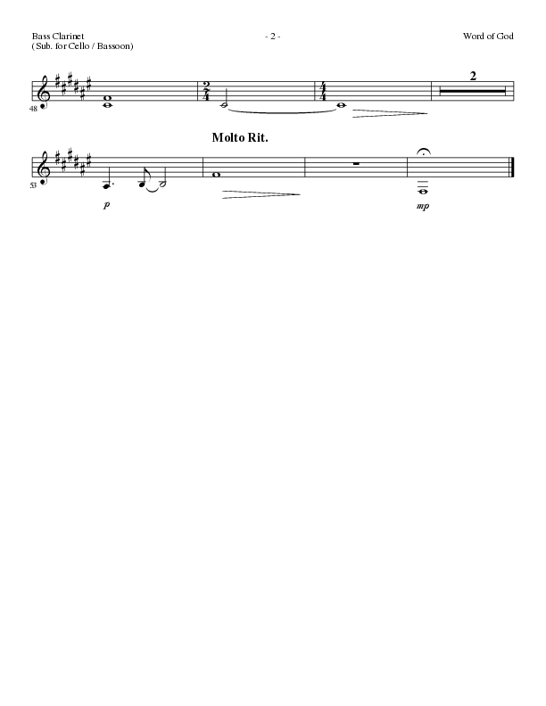 Word of God (Choral Anthem SATB) Bass Clarinet (Lillenas Choral / Arr. Geron Davis / Arr. Bradley Knight)