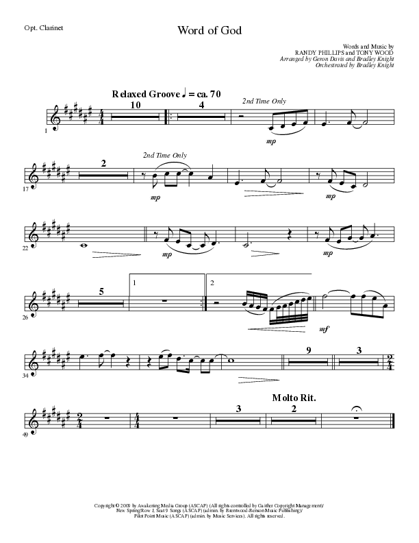 Word of God (Choral Anthem SATB) Clarinet (Lillenas Choral / Arr. Geron Davis / Arr. Bradley Knight)