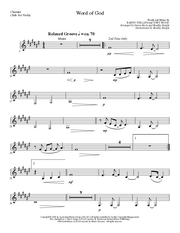 Word of God (Choral Anthem SATB) Clarinet (Lillenas Choral / Arr. Geron Davis / Arr. Bradley Knight)