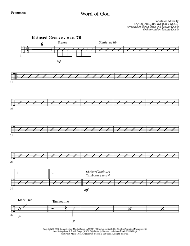 Word of God (Choral Anthem SATB) Percussion (Lillenas Choral / Arr. Geron Davis / Arr. Bradley Knight)