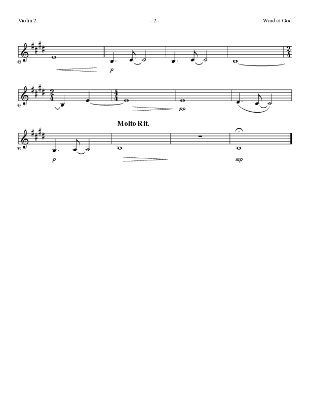 Word of God (Choral Anthem SATB) Violin 2 (Lillenas Choral / Arr. Geron Davis / Arr. Bradley Knight)
