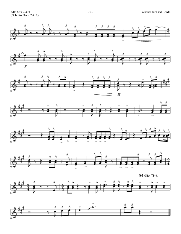 Where Our God Leads (Choral Anthem SATB) Alto Sax 2 (Lillenas Choral / Arr. David Clydesdale)