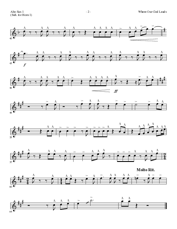 Where Our God Leads (Choral Anthem SATB) Alto Sax (Lillenas Choral / Arr. David Clydesdale)