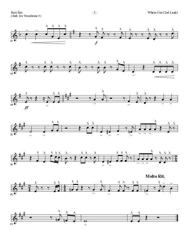 Where Our God Leads (Choral Anthem SATB) Bari Sax (Lillenas Choral / Arr. David Clydesdale)