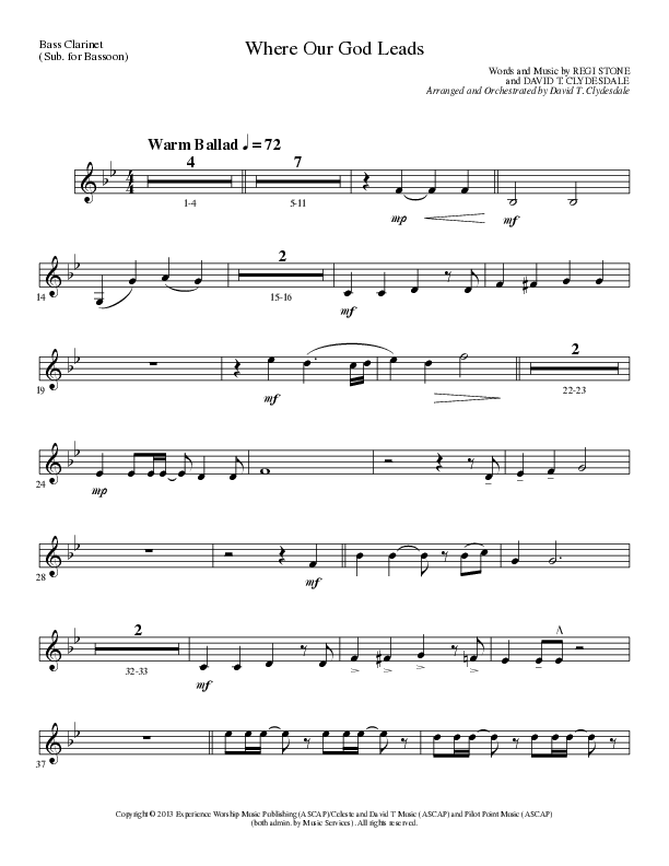 Where Our God Leads (Choral Anthem SATB) Bass Clarinet (Lillenas Choral / Arr. David Clydesdale)