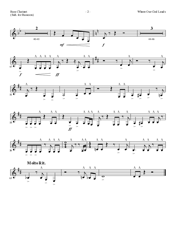 Where Our God Leads (Choral Anthem SATB) Bass Clarinet (Lillenas Choral / Arr. David Clydesdale)