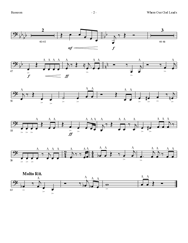 Where Our God Leads (Choral Anthem SATB) Bassoon (Lillenas Choral / Arr. David Clydesdale)