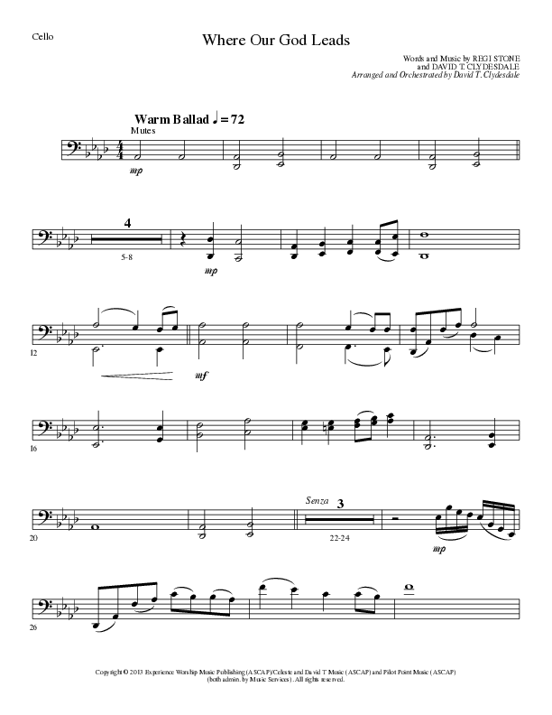 Where Our God Leads (Choral Anthem SATB) Cello (Lillenas Choral / Arr. David Clydesdale)