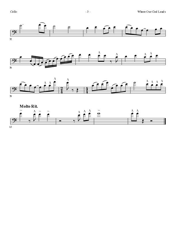 Where Our God Leads (Choral Anthem SATB) Cello (Lillenas Choral / Arr. David Clydesdale)
