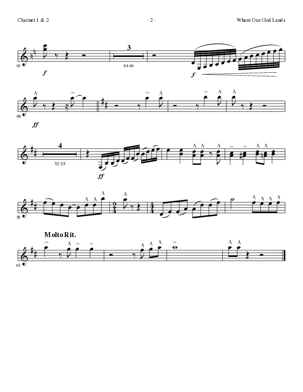 Where Our God Leads (Choral Anthem SATB) Clarinet 1/2 (Lillenas Choral / Arr. David Clydesdale)