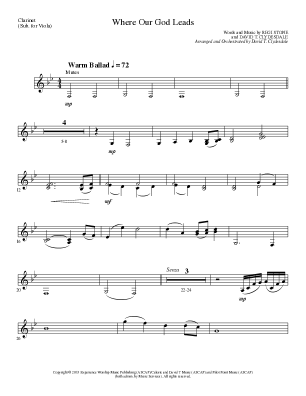 Where Our God Leads (Choral Anthem SATB) Clarinet (Lillenas Choral / Arr. David Clydesdale)