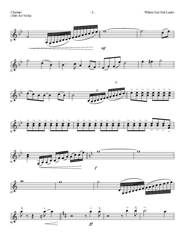 Where Our God Leads (Choral Anthem SATB) Clarinet (Lillenas Choral / Arr. David Clydesdale)