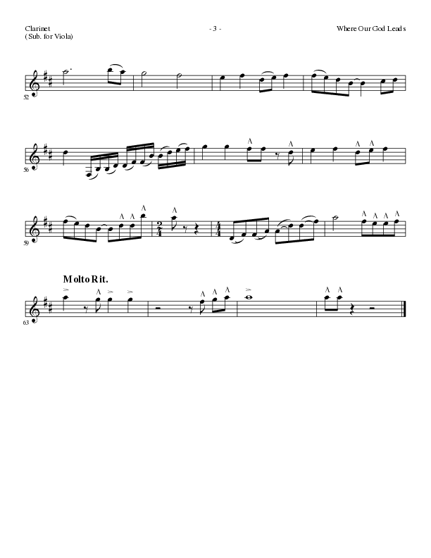 Where Our God Leads (Choral Anthem SATB) Clarinet (Lillenas Choral / Arr. David Clydesdale)