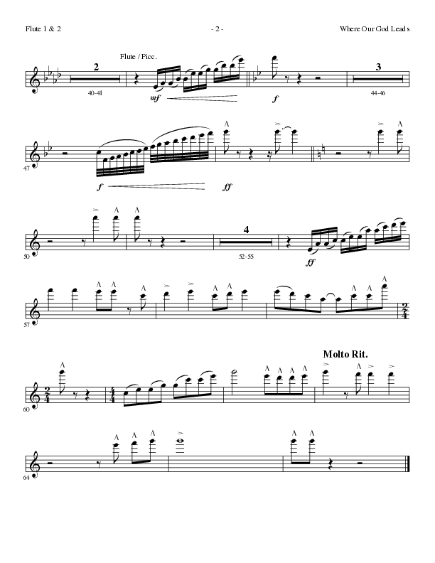 Where Our God Leads (Choral Anthem SATB) Flute 1/2 (Lillenas Choral / Arr. David Clydesdale)