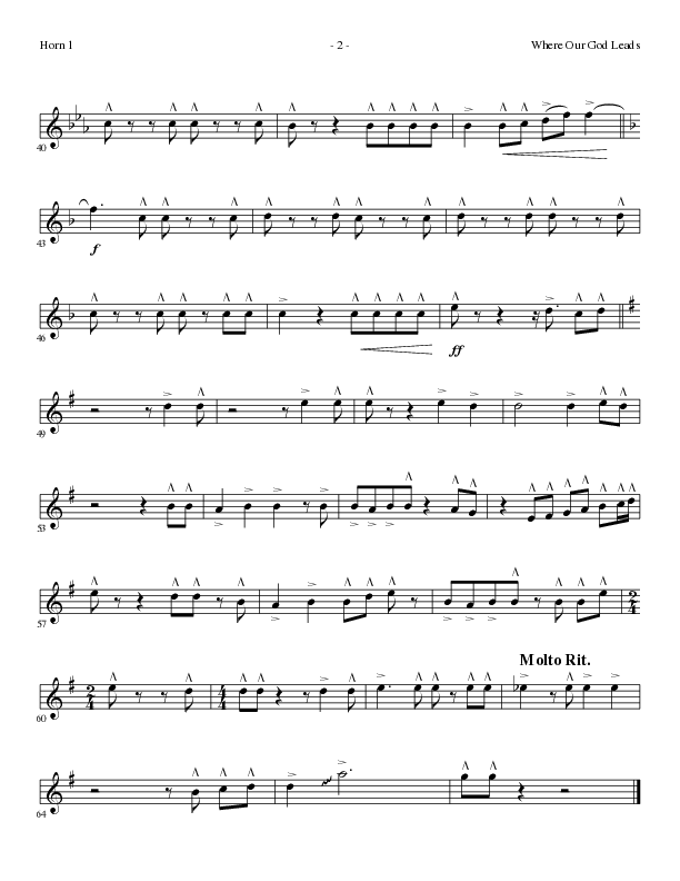 Where Our God Leads (Choral Anthem SATB) French Horn 1 (Lillenas Choral / Arr. David Clydesdale)