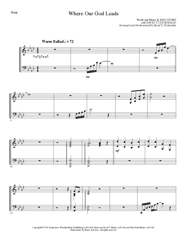 Where Our God Leads (Choral Anthem SATB) Harp (Lillenas Choral / Arr. David Clydesdale)