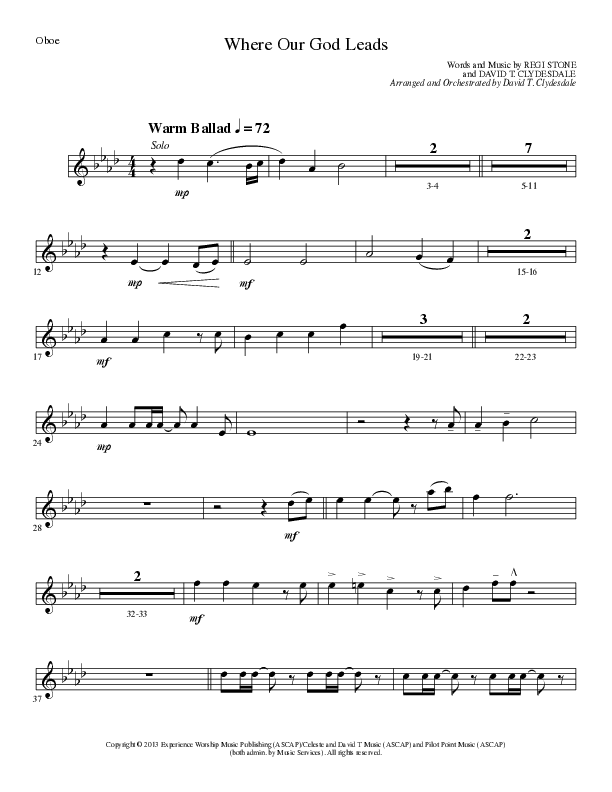 Where Our God Leads (Choral Anthem SATB) Oboe (Lillenas Choral / Arr. David Clydesdale)