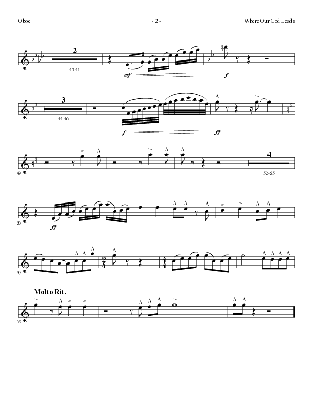 Where Our God Leads (Choral Anthem SATB) Oboe (Lillenas Choral / Arr. David Clydesdale)
