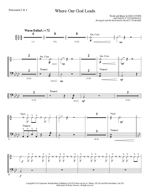Where Our God Leads (Choral Anthem SATB) Percussion 1/2 (Lillenas Choral / Arr. David Clydesdale)